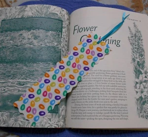 Bookmark JELLY BEAN or EASTER Fabric or Cloth Handmade Blue Green Ribbon - Picture 1 of 4