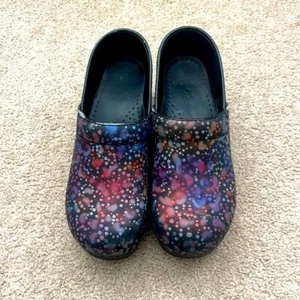 Dansko Leather Polka Dot Galaxy Slip On Comfort Clogs Work Shoes - Picture 1 of 7