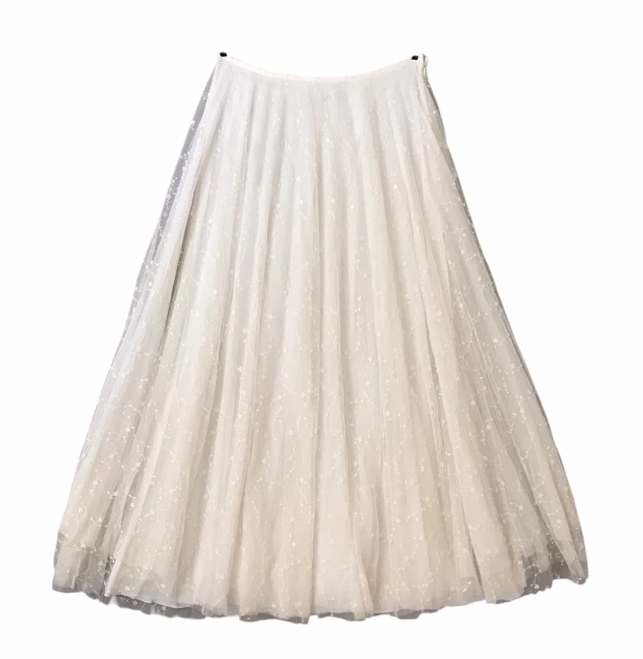 Maxi Falda The White House Alexia Admor Bordada Tul IMPRESIONANTE Blanca Talla 12 Foto 1 de 4