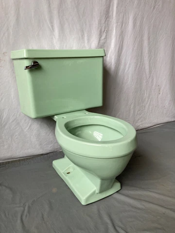 Vtg Mid Century Light Mint Jade Green Eljer Toilet Old Bath We Ship 297-23E Cover