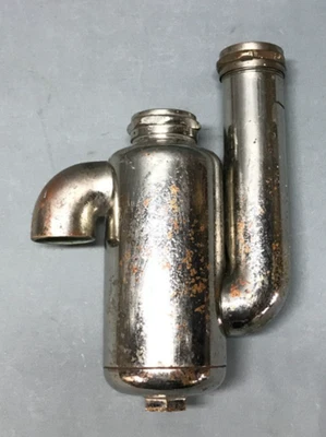 De colección Nickel Brass Peck Bros Co. Botella de drenaje de fregadero cilindro trampa plomería 1717-25B Foto 1 de 4