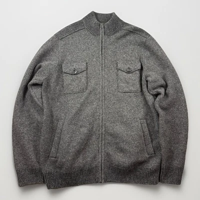 Pronto Uomo Blue Wool Full Zip Mock Neck Sweater Gray XL Italian Style - Image 1 of 4