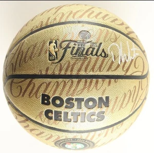 Derrick White HandSigned 2024 Gold Celtics Finals Basketball (JSA) - Picture 1 of 3