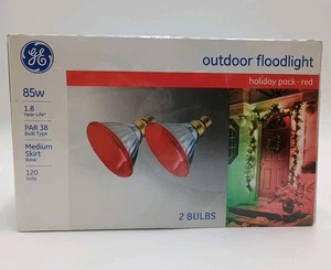 Red Floodlights - 2 GE 85 Watt Par 38 Outdoor Floodlights 120V Medium Skirt Base - Picture 1 of 8