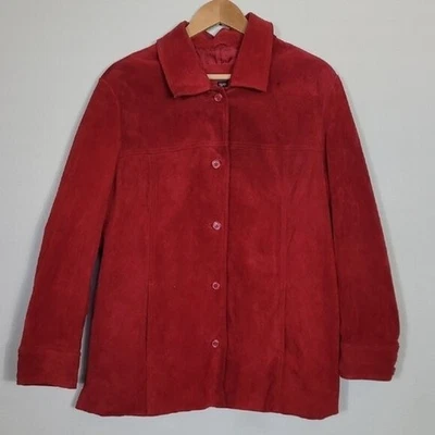 Abrigo Chaqueta De Colección Jaclyn Smith Gamuza Cuero Para Mujer Talla XL Rojo Abotonado Y2K Foto 1 de 4