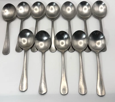 Conjunto de 12 colheres de sopa Walco Windsor aço inoxidável brilhante cabo redondo largo - Imagem 1 de 4