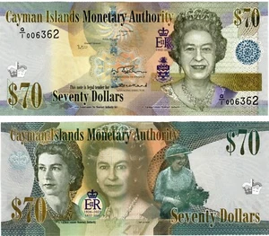 2022 Cayman Banknote 70 Dollar P47 Commemorative Queen Elizabeth II #6362 - Imagen 1 de 1
