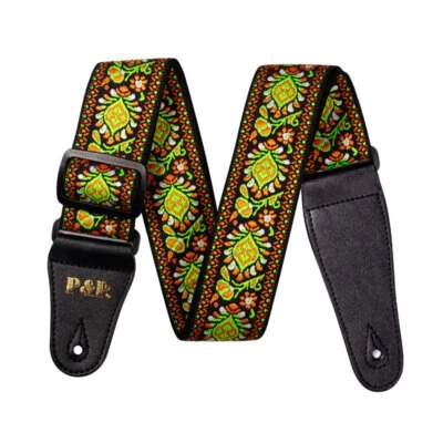 Correa de Guitarra Ajustable Eléctrica Acústica Bordada Guitarra Bohemia Correa Suave Foto 1 de 4