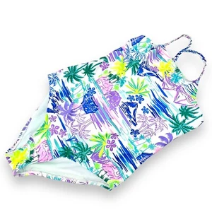 Breaking Waves Girl One Piece Tropical Pattern Bathing Suit Sz 14 - Picture 1 of 5