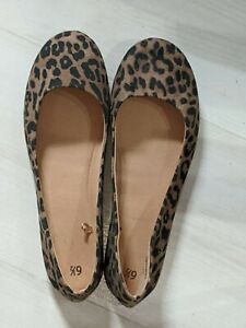 Girls women's ballet flat shoes leopard animal print size 6.5