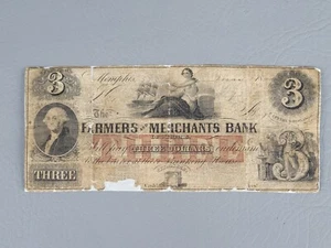 $3 1800 The Farmers and Merchants Bank Memphis Tennessee George Washington - Imagen 1 de 5