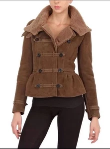 BURBERRY PRORSUM SHEARLING & SUEDE PEPLUM JACKET S/IT40 RARE! - Picture 1 of 9