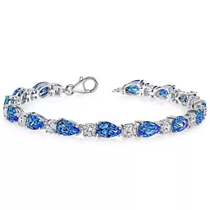 Peora 13 Carats Simulated Alexandrite Teardrop Tennis Bracelet - Picture 1 of 4