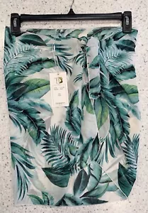 Tinibikini Tropical PRINT Swim Cover Up Wrap Skirt, One Size, PALM Fronds LEAVES - Picture 1 of 6