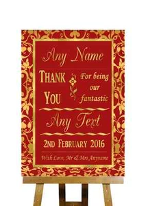 Red And Gold Thank You Bridesmaid Usher Best Man Maid Of Honour Wedding Sign - Picture 1 of 8