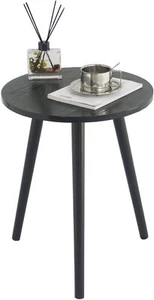 AWASEN Round End Table, Black Side Table Modern Home Decor Small Accent Table - Picture 1 of 9
