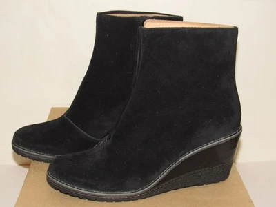 Cole Haan Rayna Botín Mujer 10.5 Negro Gamuza Tacón de Cuña Botas Impermeables NUEVO Foto 1 de 4