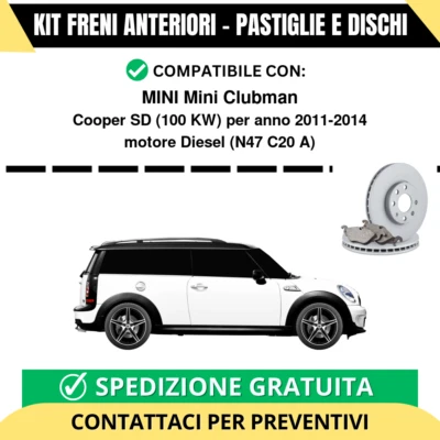 KIT FRENI ANTERIORI (Pastiglie e Dischi) per MINI Mini Clubman Cooper SD 100 ... - Immagine 1 di 2