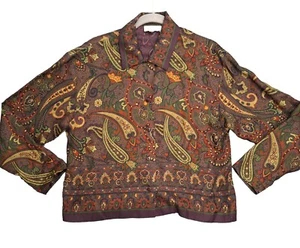 Vintage Paisley Hippie Shirt 8 Damen Jos A Banks geknöpft Rayon leicht - Bild 1 von 7