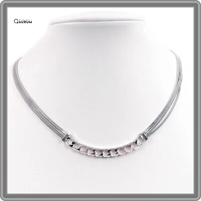 Collana da Donna in Argento 925 Girocollo Catena Grumetta Rodio Oro Bianco - Immagine 1 di 4
