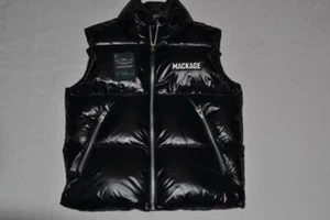 AUTÉNTICO MACKAGE HOMBRES KANE Chaleco de plumón ligero brillante con embudo NEGRO NUEVO - Imagen 1 de 6