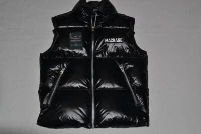 AUTHENTIC MACKAGE MEN KANE lustrous light down vest with funnel BLACK BRAND NEW - Image 1 of 4