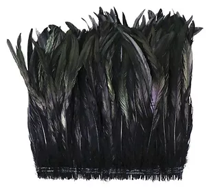 FRINGE COQUE 12" - NEGRO IRIDISCENTE 6-8" plumas 300-500 piezas; ribete/disfraz - Imagen 1 de 9