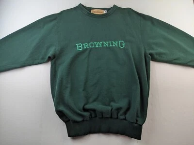 Suéter Vintage Browning Canadá Hombres L Desteñido Verde Grueso Bordado Pullover E3 Foto 1 de 4