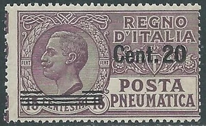 1924-25 REGNO POSTA PNEUMATICA SOPRASTAMPATO 20 SU 15 CENT MNH ** - P19 - Picture 1 of 1