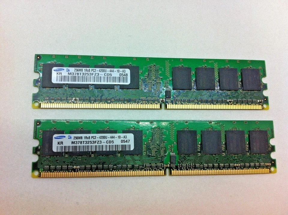 Lot of 2 SAMSUNG 256MB 1Rx8 PC2-4200U-444-10-A3 M378T3253FZ3-CD5 - Dell 755 194 - Image 1 of 1