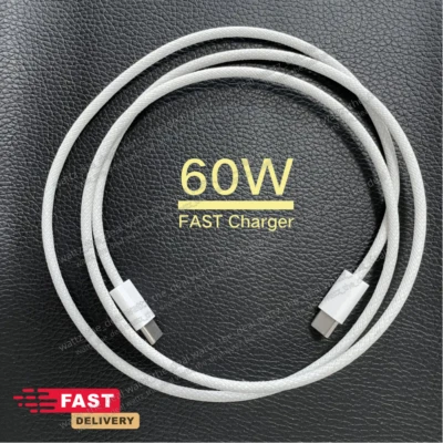 60W PD For iPhone 15 16 USB-C to USB-C Cable Fast Charger C-Type Charging Cable - Image 1 of 4
