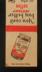 1940s Bon Jour Instant Coffee Don-De Corporation Cleveland OH Matchbook Ohio - Picture 1 of 1