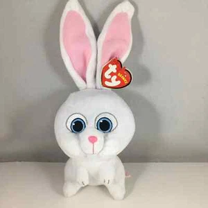 TY Beanie Baby 10 Zoll SCHNEEBALL Kaninchen (Das geheime Leben der Haustiere) (Japan Etikett) neu mit Etikett - Bild 1 von 6