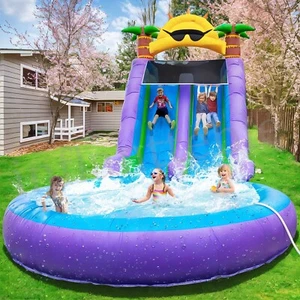 26FT Commercial Full PVC Inflatable Bounce House Dual Water Slide for Kids Adult - Picture 1 of 15
