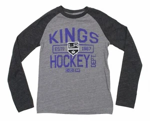 CCM NHL Youth Los Angeles Kings Triblend Long Sleeve Raglan Shirt, Grey - Picture 1 of 6