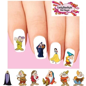 Waterslide Nail Decals Set of 20 - Snow White 7 Dwarfs Witch Dopey Assorted - Picture 1 of 1