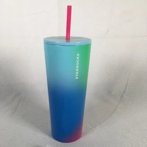Starbucks Edelstahl Tumbler Grün Blau Pink Farbverlauf 24oz Neu 2023 - Bild 1 von 9