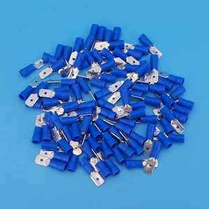 100Pcs Blue MDD2-250 Male 6.3mm Quick Disconnects 16-14 AWG Wire Crimp Terminals - Picture 1 of 5