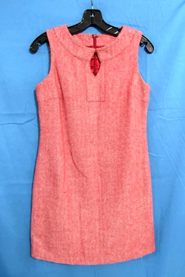 TULLE By Anthropologie WOOL BLEND Zip KEYHOLE Red Herringbone Sheath Dress Sz S - Изображение 1 из 4
