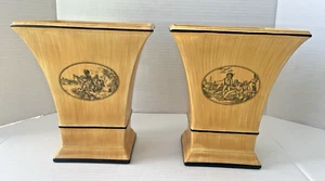 VTG Chelsea House Country Toile Landscape Cachepots Planters Vases Made in Italy - Picture 1 of 17