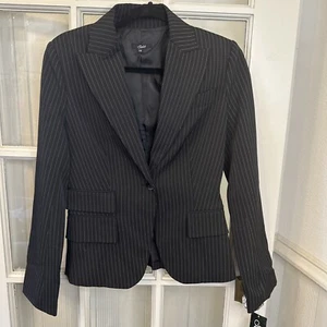 Pinstripe Blazer Women's 7/8 Black White NWT - Picture 1 of 13