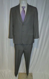Paul Stuart Gray Birdseye Recent Flat Front Water Resistant Two Button Suit 41R - Picture 1 of 20