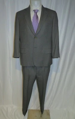 Paul Stuart Gray Birdseye Recent Flat Front Water Resistant Two Button Suit 41R - Image 1 of 4