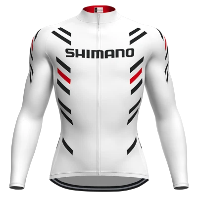 Cycling Jersey Mens Winter Long Sleeve Bike White Tops Reflective Bicycle Shirts - Image 1 of 4