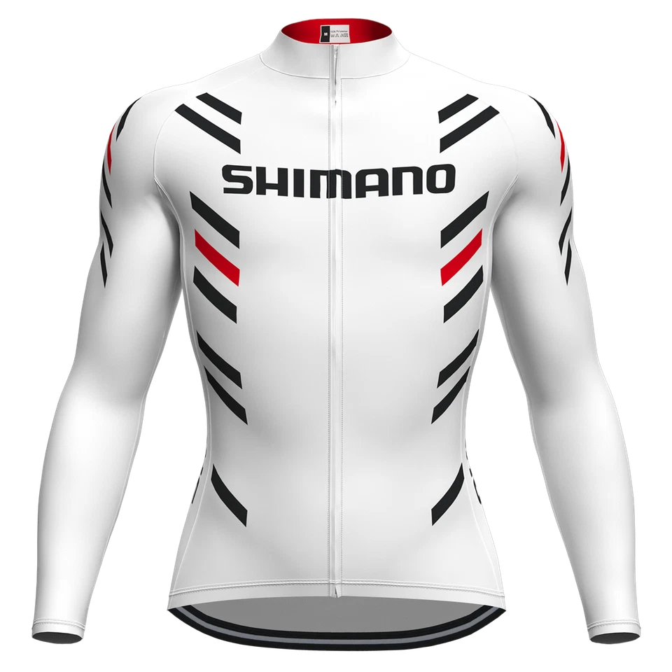 Cycling Jersey Mens Winter Long Sleeve Bike White Tops Reflective Bicycle Shirts - Image 1 of 4