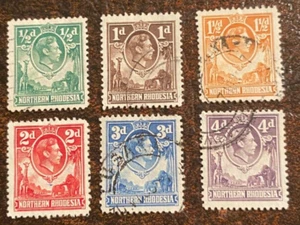 Northern Rhodesia KG VI Issues Used - 25, 27, 30, 32, 34, & 36 - Picture 1 of 1