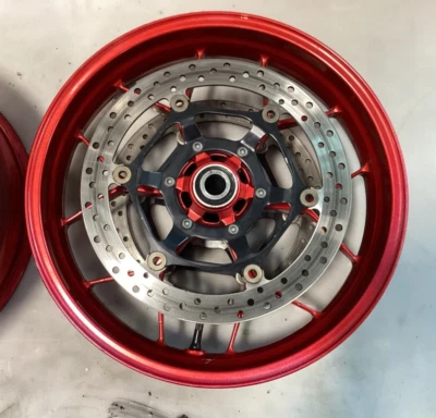 08-16 HONDA CBR1000RR CBR 1000 RR FRONT WHEEL RIM ROTORS CLEAN RED OEM - Image 1 of 4