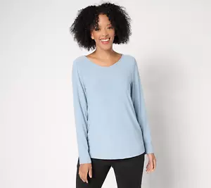 Dennis Basso Italia Knit Top with Voop Neckline Vintage Blue XL - Picture 1 of 2
