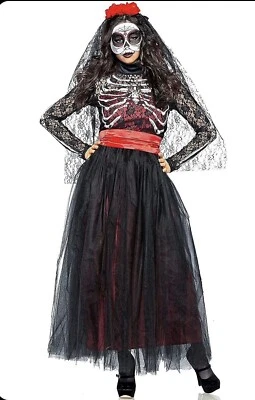 Seeing Red Inc Lacy Day Of The Dead Costume Size SMALL 4-6 NEW - Image 1 of 4