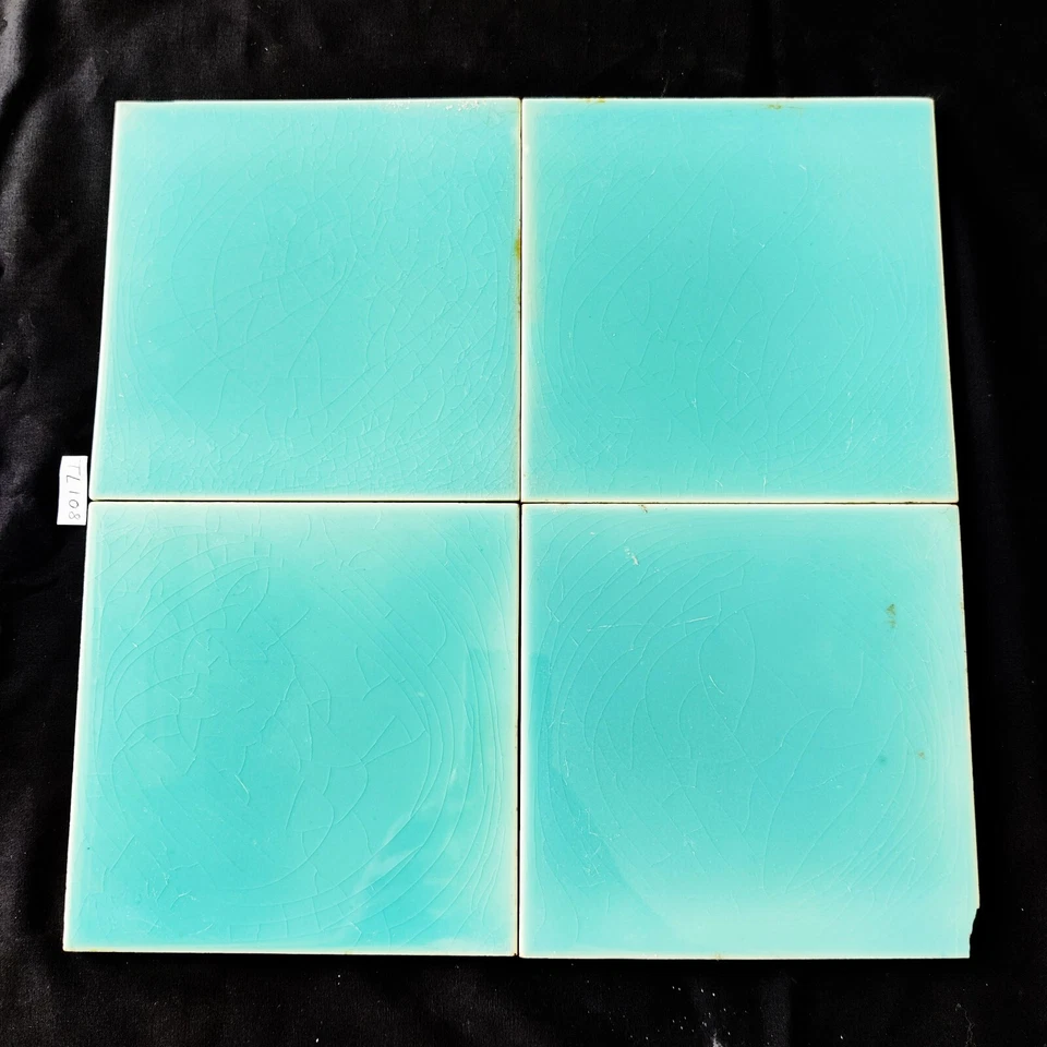 Juego de 4 azulejos de arquitectura azul aguamarina vintage años 40 Richards England sin usar CT39 Foto 1 de 4